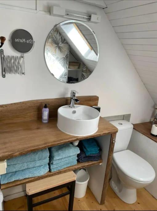 Maison De Pecheur Bord De Mer Bois Et Pierre 6-8 Pers Plobannalec Extérieur photo